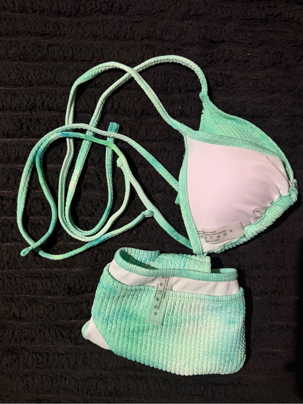 Women’s Mint Green Tie-Dye Bikini Set - Youth Swim Top & Bottom